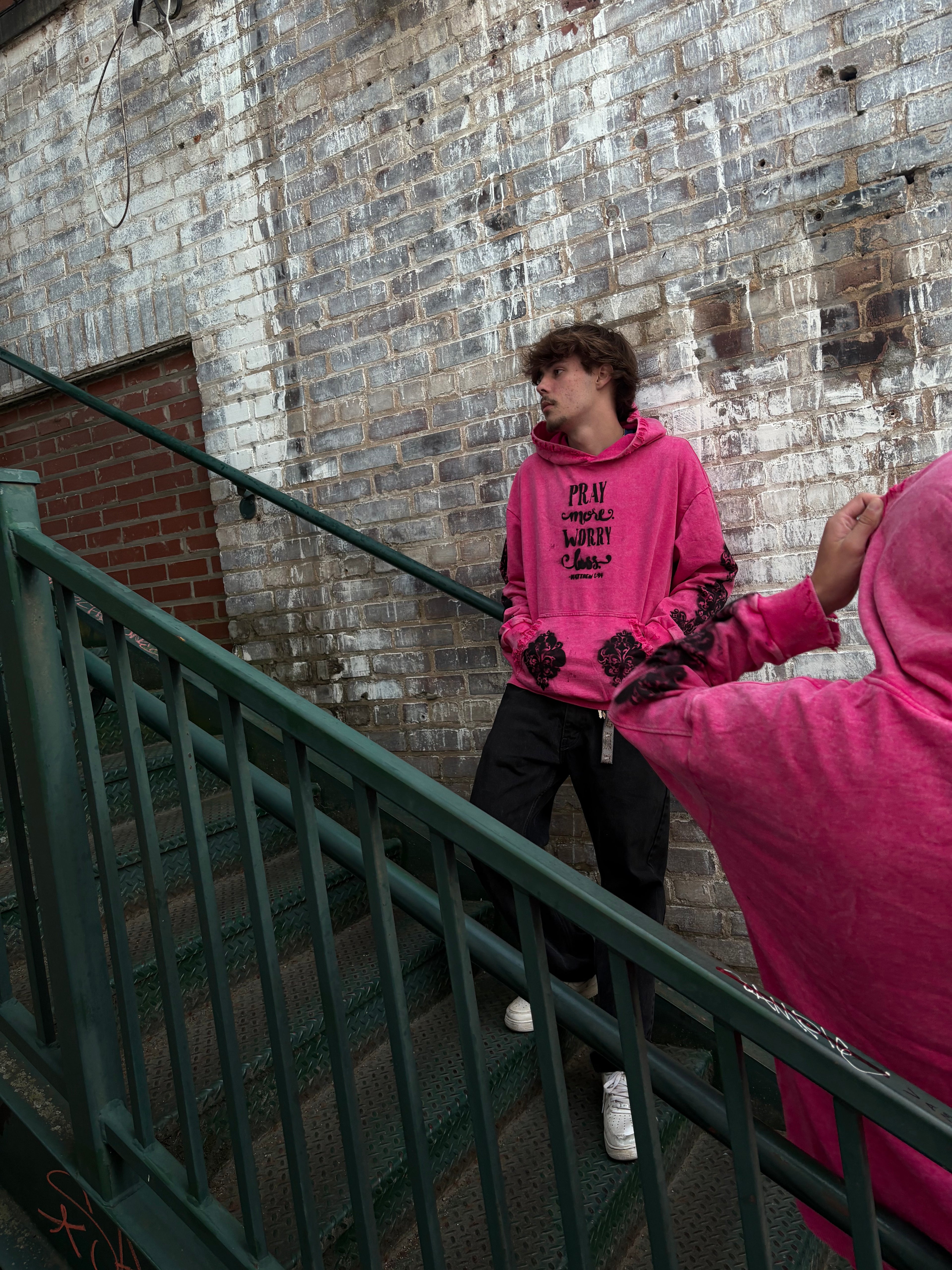 Pray more worry less pink