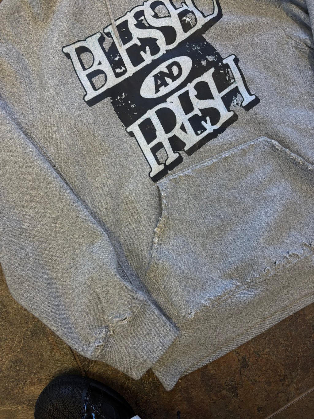 Blessed and fresh grey hoodie