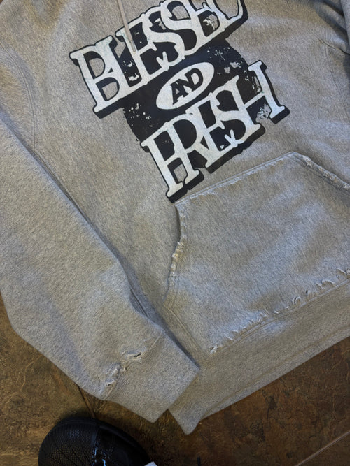 Blessed and fresh grey hoodie