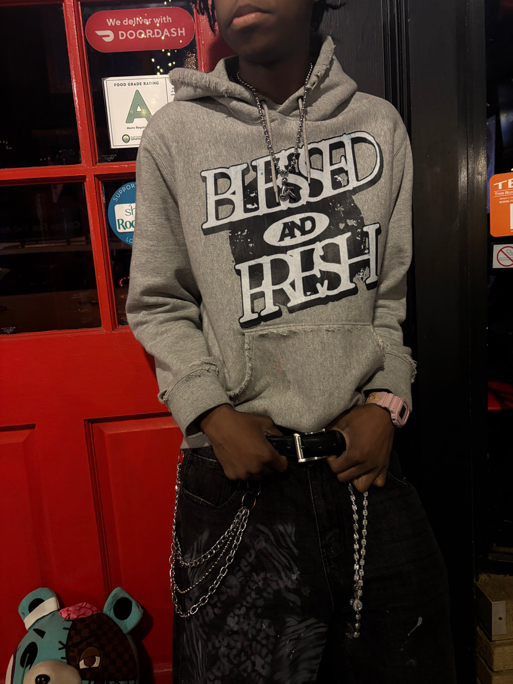 Blessed and fresh grey hoodie